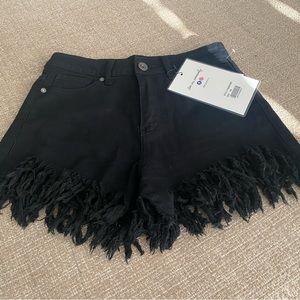 Black Distressed Shorts